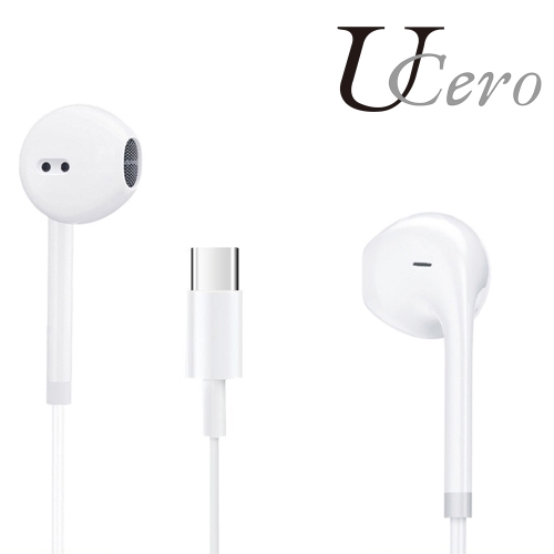 UCERO Wired Earphone with Microphone Type-C in-Ear HiFi Stereo Earbud with Volume Control for Smartphones Laptops Tablet PC, White