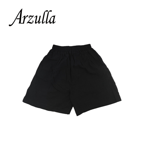 Arzulla Women's Elastic Waist Shorts with 2 Side Pockets Casual Solid Color Lightweight Breathable Comfy Cotton Shorts Bottoms, Black