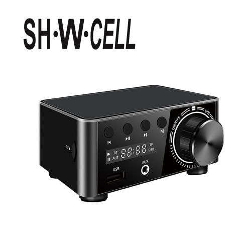 SH·W·CELL Small Mini Power Amplifiers Bluetooth Wireless Audio Receiver  Home Audio Stereo AMP Home Office Car, Black