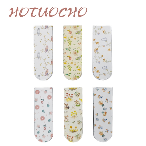 HOTUOCHO 6Pcs Magnetic Bookmarkers Spring Floral Style Page Markers Book Marker Clips for Students Teachers School Office Supplies