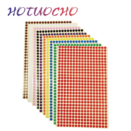 HOTUOCHO 1/5 Inch 10 Colors Round Stickers 4760Pcs 10 Sheets Circle Dot Labels Removable Stickers for Schools Classrooms Offices