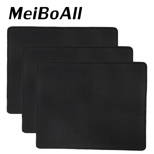 MeiBoAll 3 Pack Mouse Pads with Non-Slip Base & Stitched Edges Waterproof Ultra Smooth Mouse Pads for PC Laptop Office Home, Black
