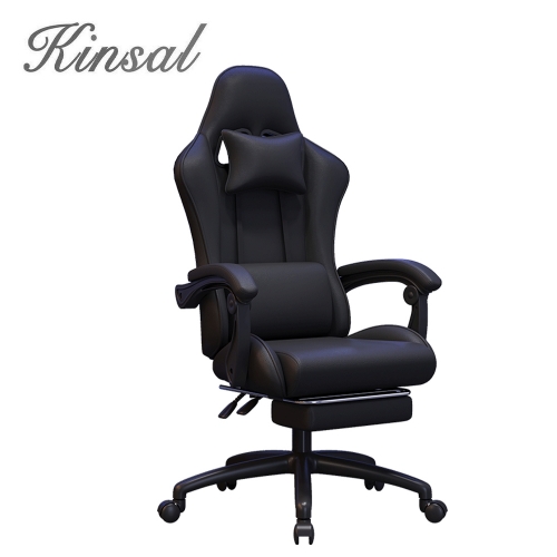 Kinsal Ergonomic Gaming Office Chair with Retractable Footrest Height Adjustable Reclining Computer Gaming Chair Office Desk Chair for Home Office