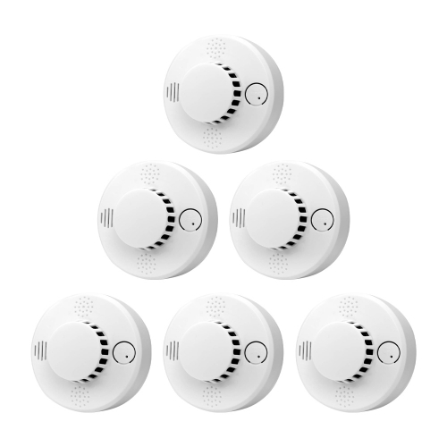 phonelex Small Fire Alarms with Test Button 10 Years Battery Smoke Alarms Detectors for Kitchen Living Room Home Hotel (6 Pack)