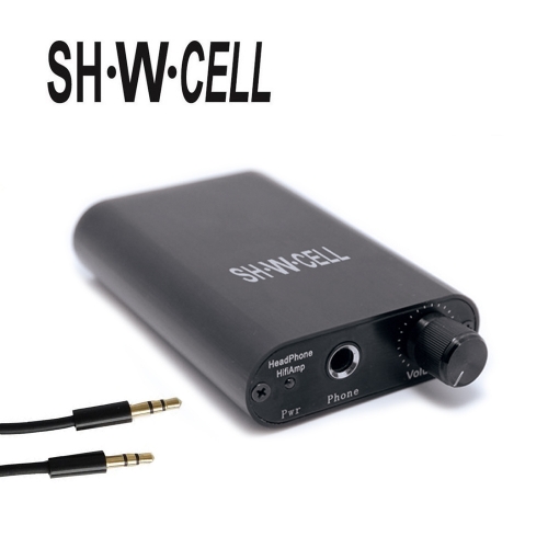 SH·W·CELL Headphone Amplifier Compact Portable Two-Stage Gain Switch 3.5mm Cable HiFi AMP for Headphones Speakers