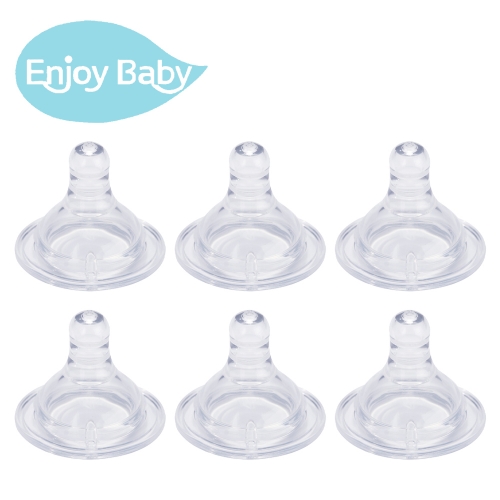 Enjoy Baby Feeding Bottle Teats 6 Pack Food-grade Silicone Baby Bottle Nipples Medium Flow Teats for 3~9 Months Newborn, BPA Free