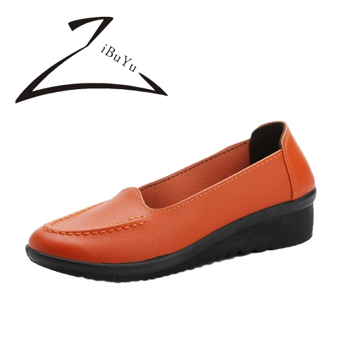 ZIBUYU Women's Loafers Leather Flexible Comfort Round Toe Casual Shoes Slip on Footwear Driving Shoes