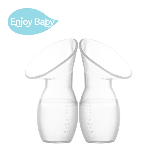 Enjoy Baby 2 Pack Silicone Manual Breast Pump Portable Milk Saver for Breast Feeding, BPA-Free, Lead-Free, 90mL/3oz