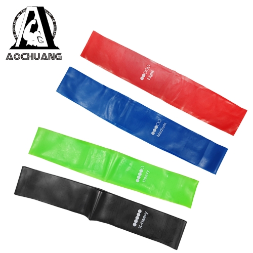 A AOCHUANG Set of 4 Exercise Bands Resistance Bands Natural Latex Fitness Bands for Booty Leg Arm Yoga Pilates Strength Training Men Women
