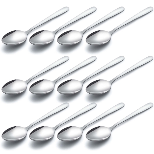 BIRANCO. 12pcs Spoons Stainless Steel Dinner Spoons Set Food Grade Tablespoons Silverware Spoons for Home Kitchen Restaurant, Dishwasher Safe