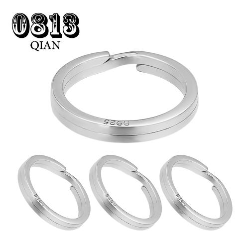 QIAN0813 S925 Sterling Silver Key Rings 6Pcs Heavy Duty Round Keychains Attachment Good For Connecting Clasps, Charms, Links, And Other Ornaments