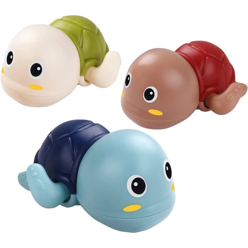 PENIXEL 3Pcs Infant Bath Toys Wind up Swimming Turtle Toys for Toddlers Floating Water Bathtub Shower Toys Bathroom Pool Play Sets for Infants