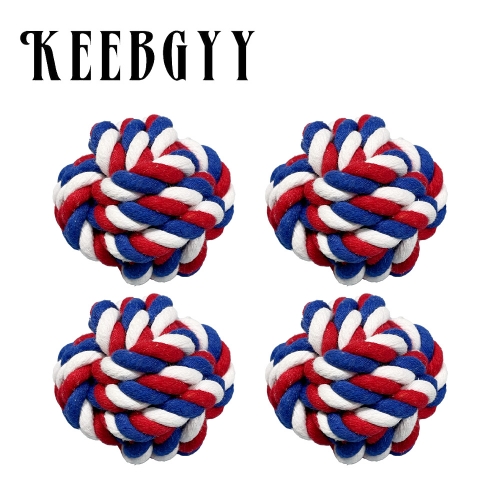 KEEBGYY 4 Pack Dog Rope Balls Toy Durable Tough Interactive Cotton Balls Dog Chew Toys for Chewing, Teething, and Indoor Outdoor Training