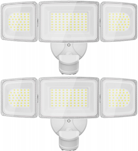 chiumay 2 Pack Security Lights 100W LED Motion Sensor Security Light Outdoor Super Bright Security Lights Flood Light Motion Detector with 3 Heads