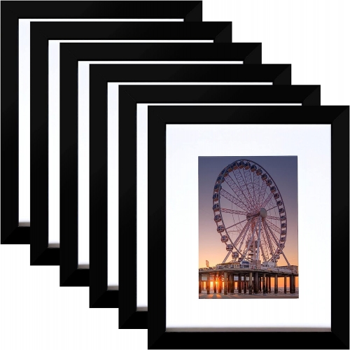 Wanway 8"x10" Picture Frame Black Set of 6, Display Pictures 5"x7" with Mat or 8"x10" Without Mat for Wall Mounting or TableTop
