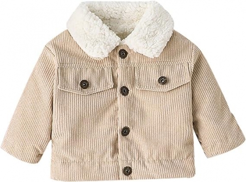 QUAFORT Thicked Warm Coat Kids Toddler Sherpa Lined Top Lapel Button Down Corduroy Coat Winter Outerwear Baby Boys Girls