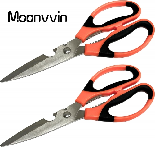 MOONVVIN Heavy Duty Scissors 2mm Thick Ultra Sharp Stainless Steel Blades - Multipurpose Craft Kitchen Scissors Shears, 2PCS