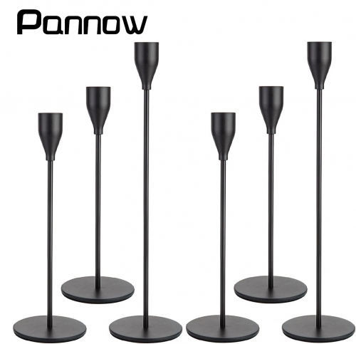 Pannow Matte Black Candle Holders Set of 6 for Taper Candles, Decorative Candlestick Holder for Home Décor