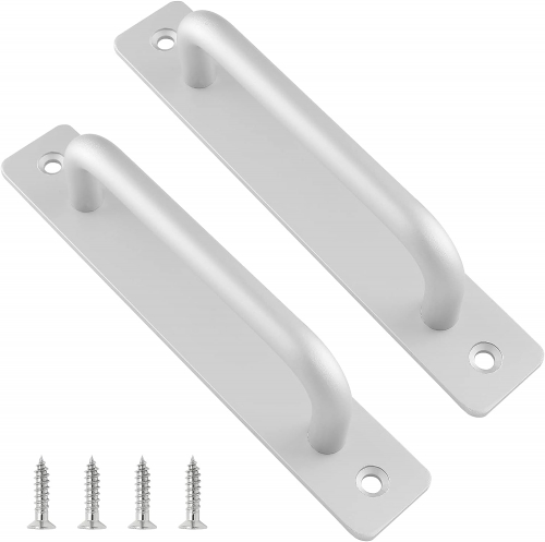 jeerbly 2 Pack Aluminium Alloy Door Handles with Plate Sliding Door Pull Handle with Mounting Screws for Sliding Barn Doors