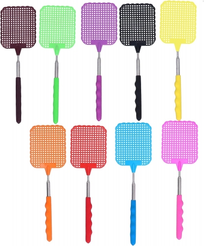 Sosoon Telescopic Fly Swatters, 9PCS Stainless Steel Telescopic Fly Swatters with Retractable Stainless Steel Rod for Home Dormitory Camping