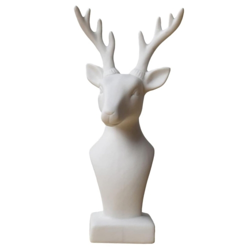 Pannow Ceramic Bust European Style Deer Bust Statue White 3D Elk Antlers Centerpiece Table Decorations Garden Ceramic Decor
