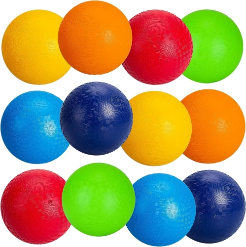 JAR MELÓ Playground Balls 12Pcs 10 inch Dodgeball-Kickball for Kids and Adults-Outdoor Ball Games for Kids with Pump