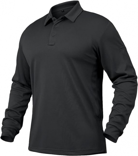 LHBNK Men's Performance Long Sleeve Athletic Polo Shirt Quick Dry Lightweight Outdoor Hiking Sport Golf Shirt