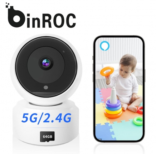 binRoc Baby Monitor 2K Indoor Camera, 4MP 360° Pan/Tilt Wireless Camera for Baby Monitor Pets, 5G & 2.4G WiFi Home Indoor Security Camera for Baby
