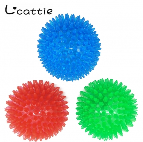 L'cattie 3PCS 3.5inch Pet Squeaky Chewing Balls Dog Soft Stab Balls Cleaning Teeth Toys Balls with High Bounce for Small Medium Large Pet Dog Cat Toys