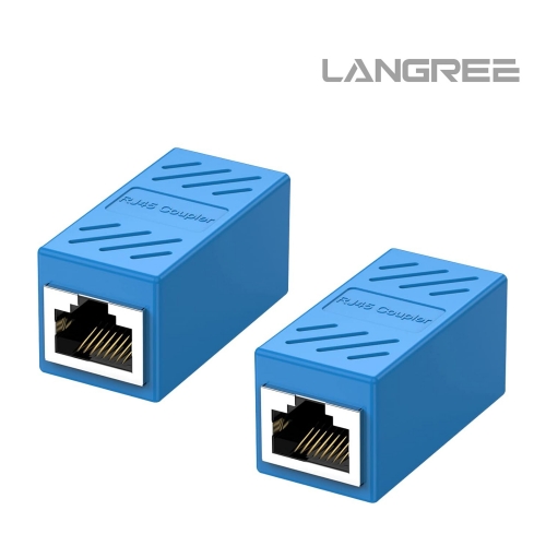 LANGREE Ethernet Couplers Female to Female 2-Pack, 1000Mbps RJ45 Inline Couplers for Cat8, Cat7, Cat6, Cat5 Ethernet Cable