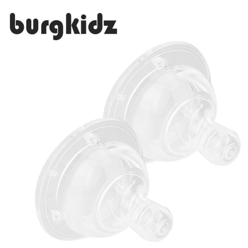 burgkidz 2 Pack Baby Feeding Bottle Teats Small Liquid Silicone Nipples Soft Silicone Nipples for Baby , 6m+