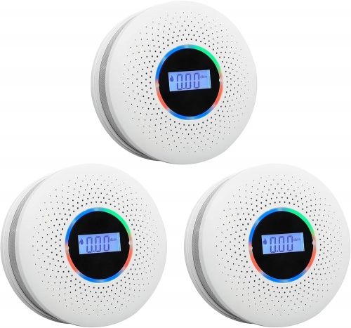 AICLIV Smoke Detector Carbon Monoxide Detector Combo, Battery Powered Smoke CO Alarm with LCD Display & Test Button 3 Pack