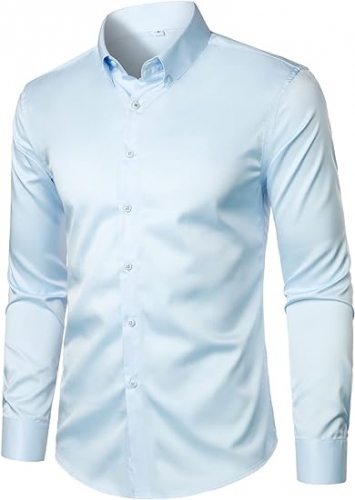 Jeopace Men’s Long Sleeve Shirt Button Down Shirt Slim Fit Casual Solid Dress Shirts