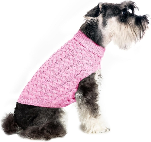 PUREBORN Dog Knitted Turtleneck Sweater - Pet Winter Clothing, Soft Thickening Warm Knit Coat for Small and Medium-Sized Dogs