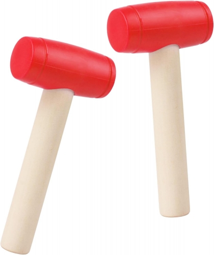 PUREBORN 2pcs Toy Hammer Simulation Wooden Hammers Plastic Toddler Hammer Small Portable Kids Maintenance Tools Toys