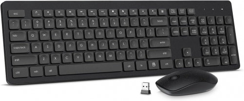 UUO Wireless Keyboard Mouse Combo, Ultra-Slim USB Keyboard Silent Mouse Set,  2.4GHz Wireless Connection for PC Laptop (Black)