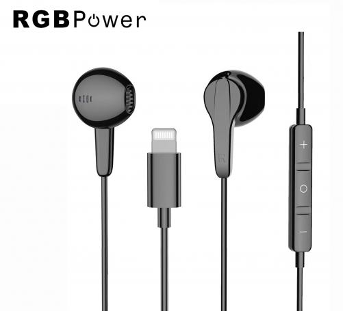 RGBPOWER Earphones with Lightning Connector, MFi Certified Wired Earphones with Microphone and Volume Control, Compatible with iPhone 13/12/11 Pro Max