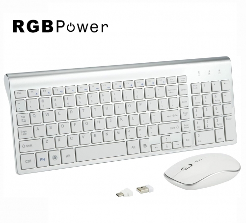 RGBPOWER Wireless Keyboard and Mouse Combo with USB C & USB A Receiver-Full Size Type c Keyboard and Mouse