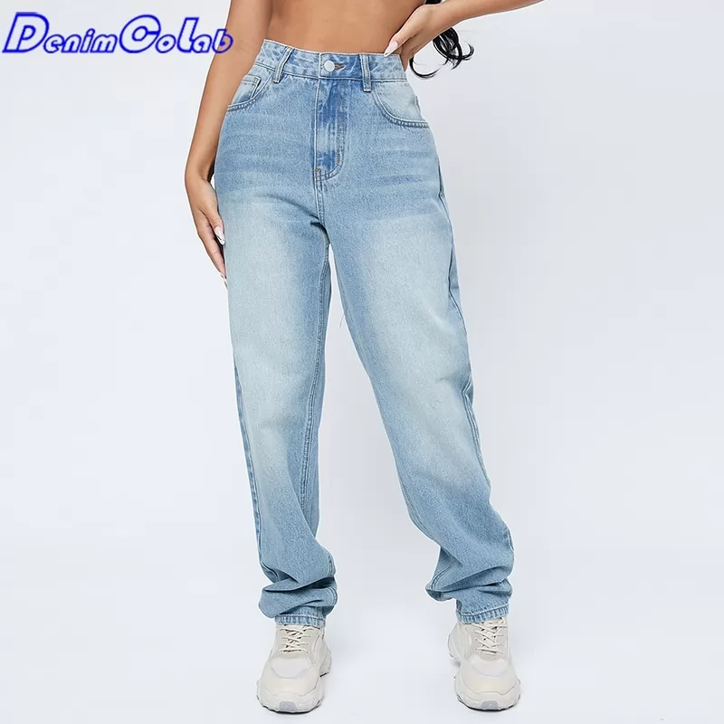 DenimColab 2022 high waist straight pants Jeans for Women Loose Boyfriend Jeans ladies Casual Trousers Denim Pants Mom Jeans