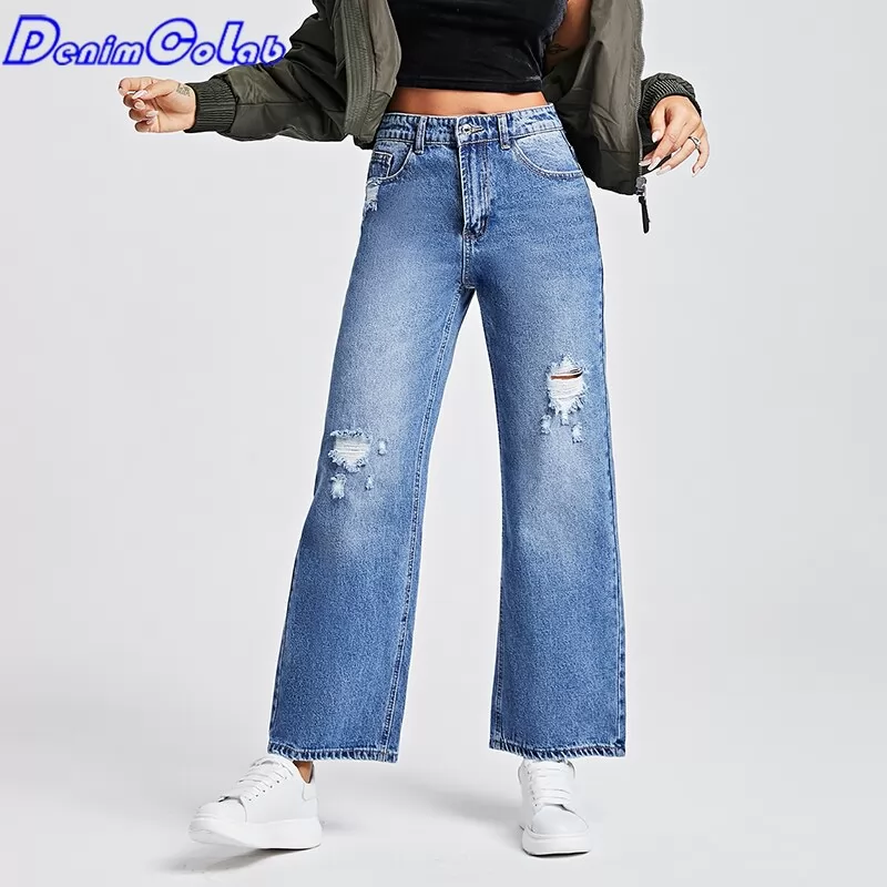 Viadha Womens Jeans Fashion High Waist Pocket Solid Casual Hip Lift Tight  Jeans Slimming Trumpet Pants 