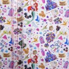 Kids girls cartoon pattern custom cotton textile printing design my own fabric