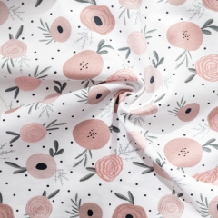 Flower design digital textile printing on 95% cotton 5% spandex jersey