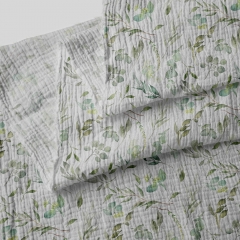 ECO digital textile printing comfortable leaf pattern print pretty soft cotton double gauze muslin cotton gauze fabric