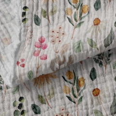 Wholesale custom flower print 100 cotton double gauze muslin fabric printing