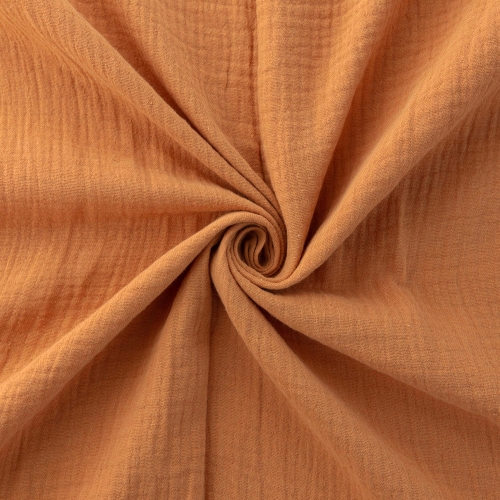 Rust super soft no pillig organic cotton muslin double layered gauze fabric