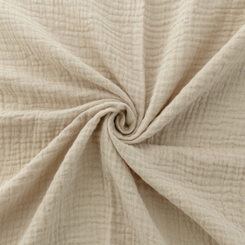 Light tan crinkle cotton muslin 2 layer gauze fabric for swaddle