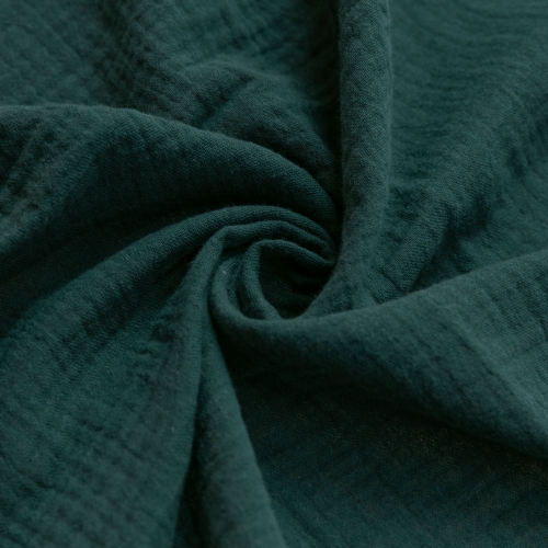 Teal green wholesale 100% cotton crinkle muslin double layer gauze fabric