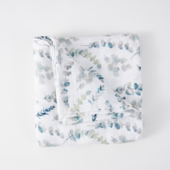 Flower print newborn baby receiving muslin swaddle wrap blanket for nursing cover