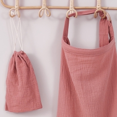 2 layers of gauze 100% cotton muslin breastfeeding cover nursing apron with wooden ring