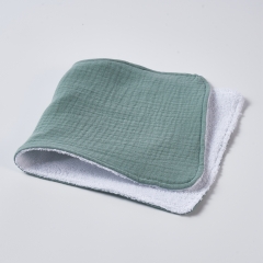 Top quality customized size beautiful dusty blue color absorbent 100% cotton muslin baby burp cloths